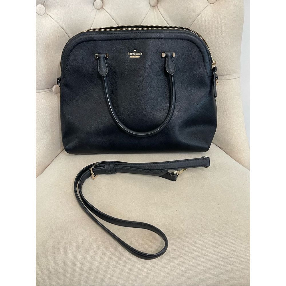 Kate Spade Black Saffiano Leather Domed Satchel Convertible Crossbody Bag
